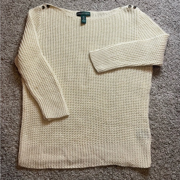 Lauren Jeans Co by Ralph Lauren - Cream Sweater. Size medium - Picture 3 of 8